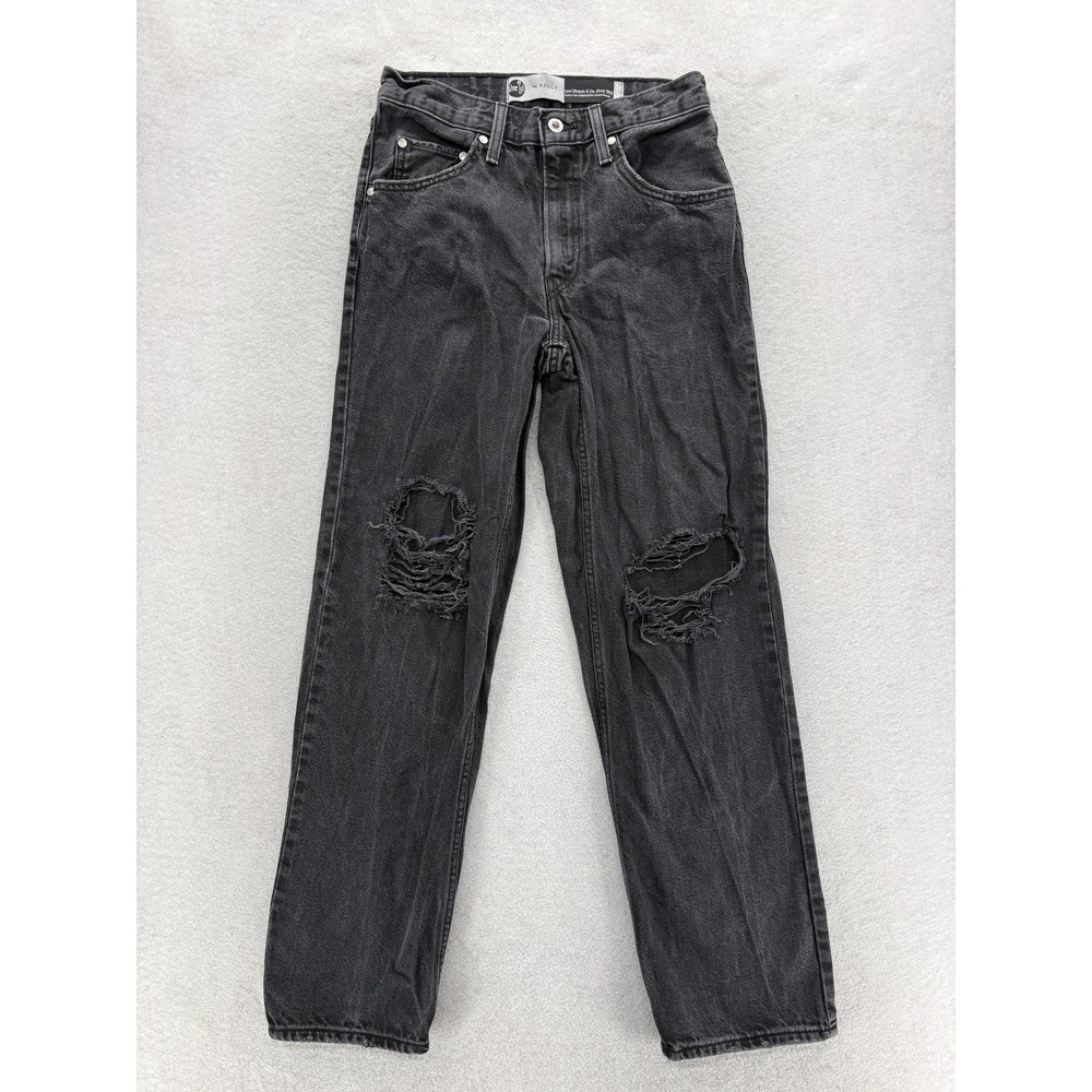 Levis SilverTab 94 Baggy Wide Leg Jeans Womens 27 Charcoal High Rise Distressed